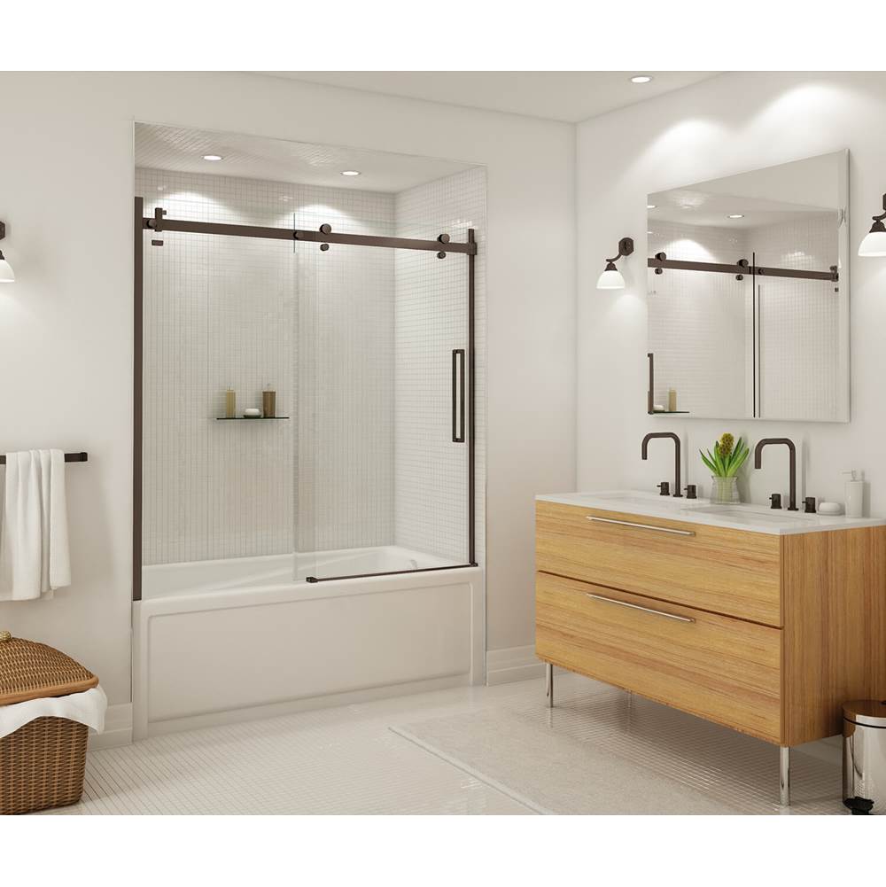 Maax Halo 56 1/2-59 x 59 in. 8 mm Sliding Tub Door for Alcove Installation with Clear glass in Dark Bronze