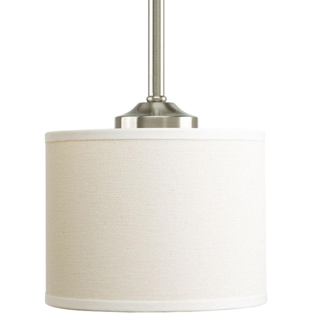 Progress Lighting Inspire Collection One-Light Brushed Nickel Off-white Shade Traditional Mini-Pendant Light