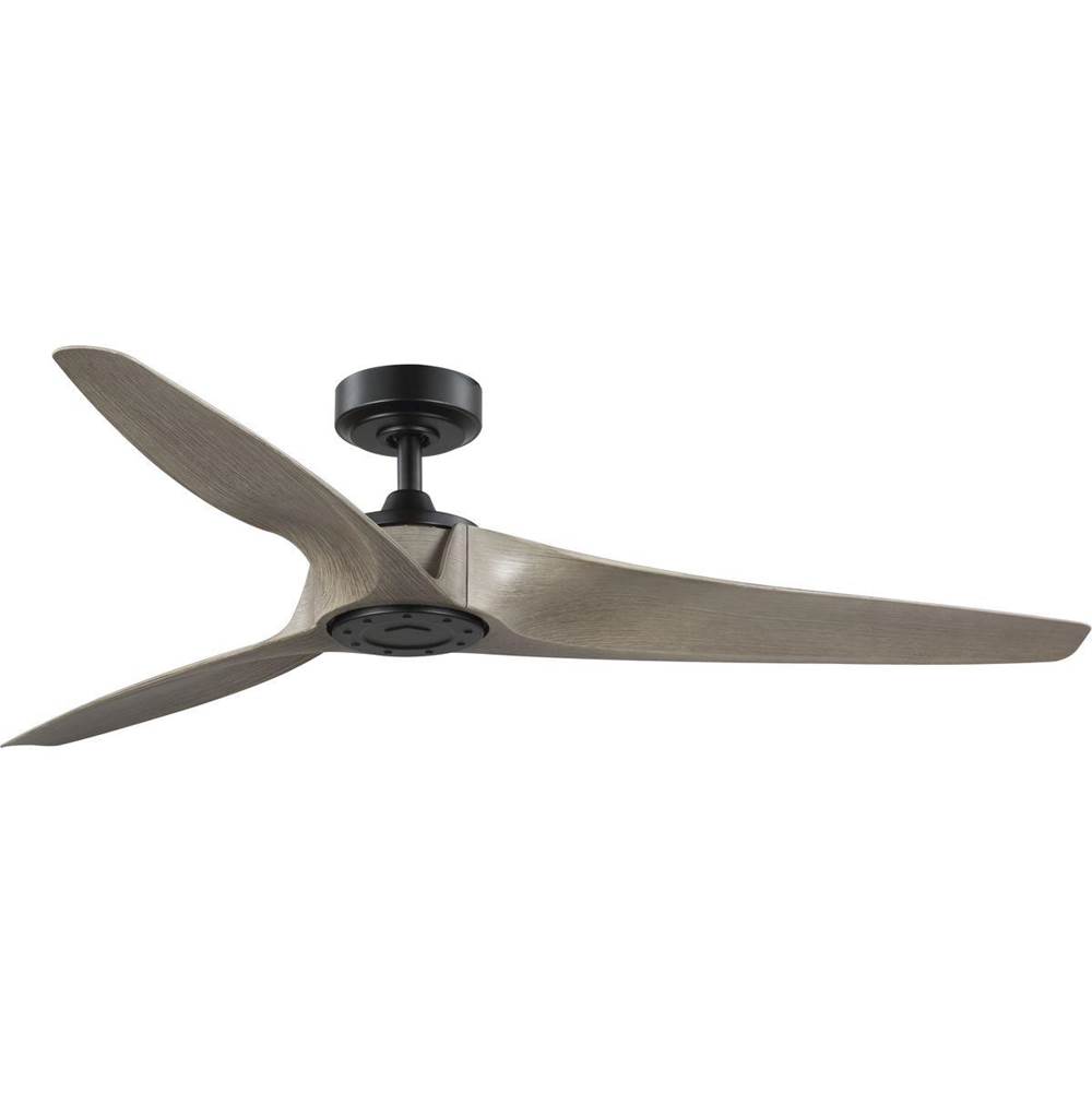 Progress Lighting Manvel Collection 60-Inch Three-Blade DC Motor Transitional Ceiling Fan Grey Weathered Wood