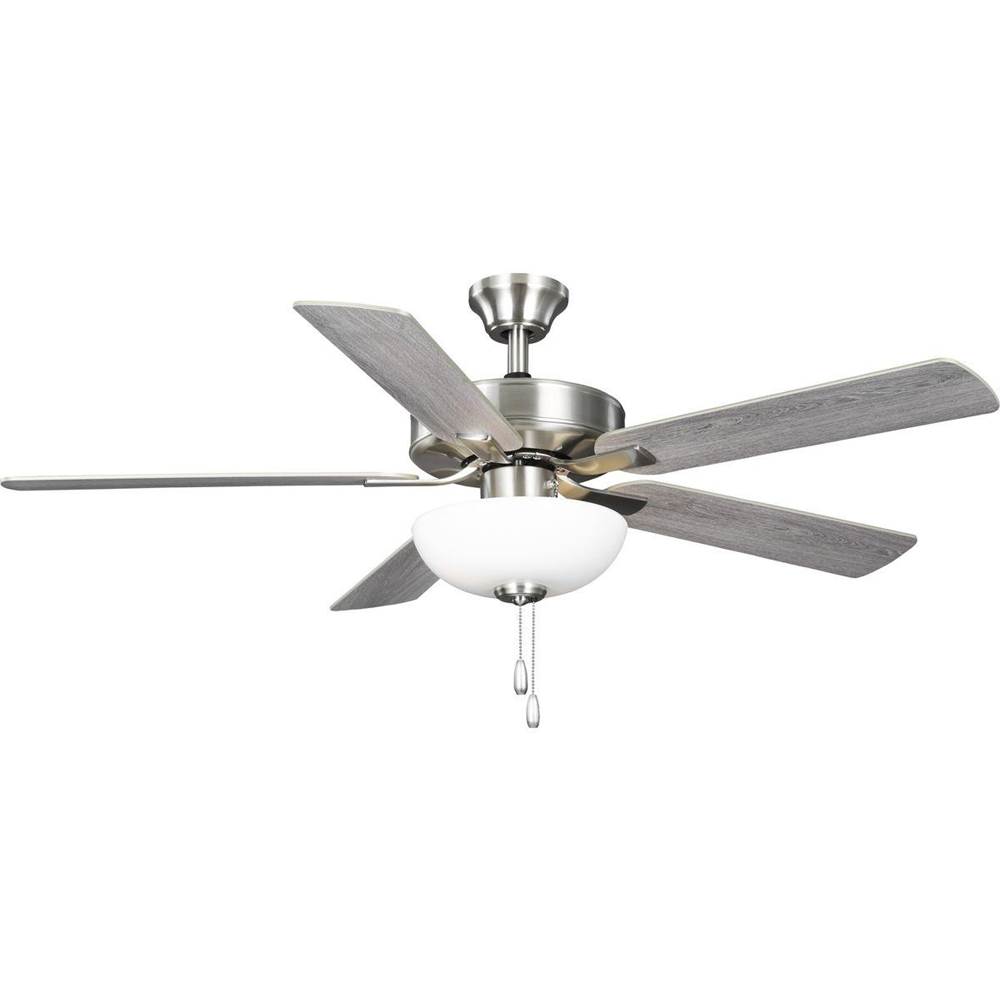 Progress Lighting AirPro 52 in. Brushed Nickel 5-Blade ENERGY STAR Rated AC Motor Ceiling Fan with Light