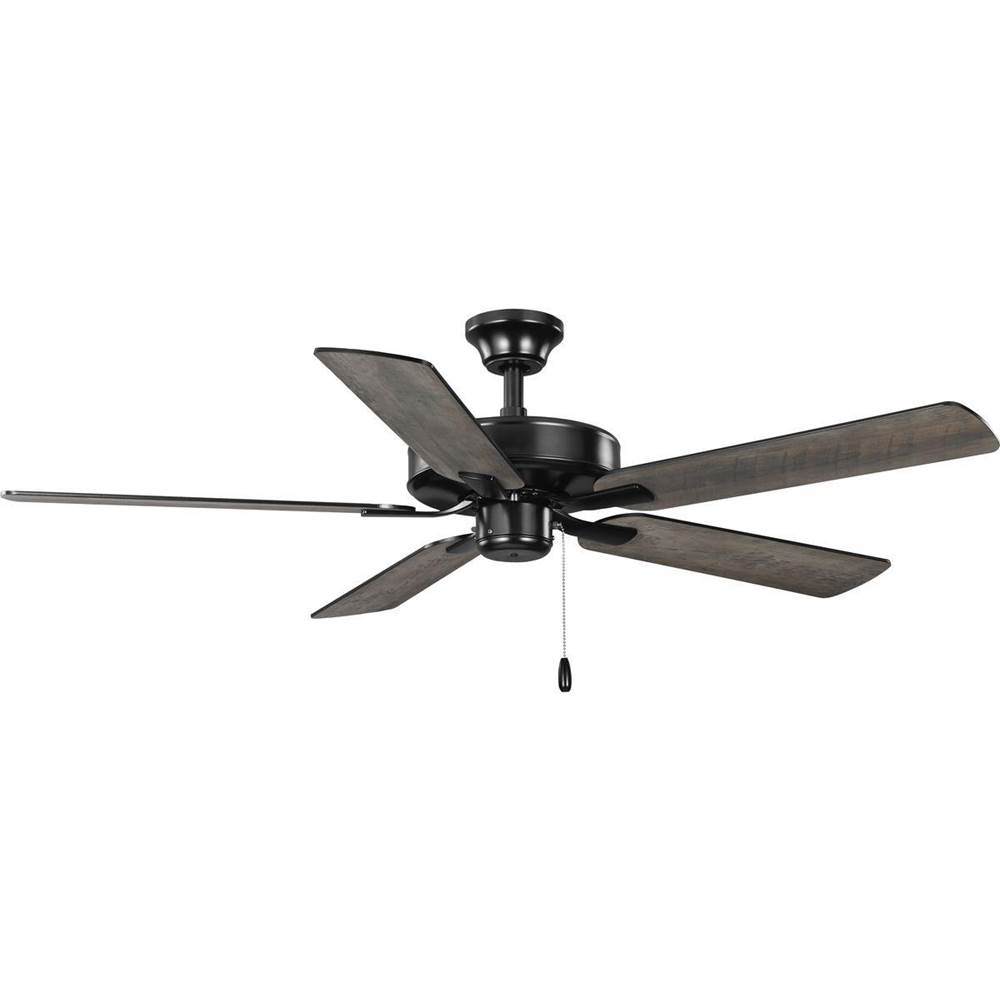 Progress Lighting AirPro 52 in. Matte Black 5-Blade ENERGY STAR Rated AC Motor Transitional Ceiling Fan with Light