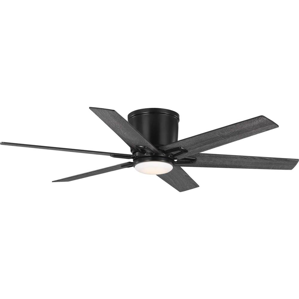 Progress Lighting Bexar Collection 54 in. Six Blade Matte Black Modern Farmhouse Ceiling Fan with Integrated LED Light