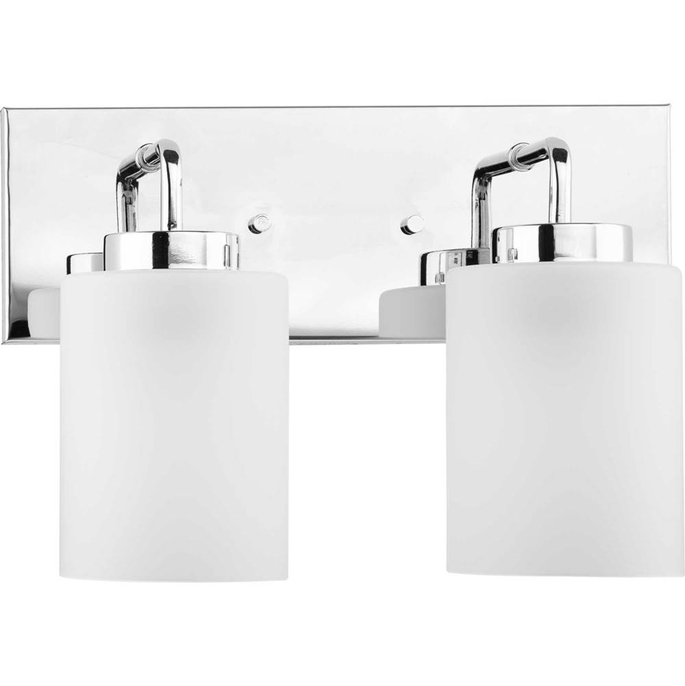 Progress Lighting Merry Collection Two-Light Polished Chrome and Etched Glass Transitional Style Bath Vanity Wall Light