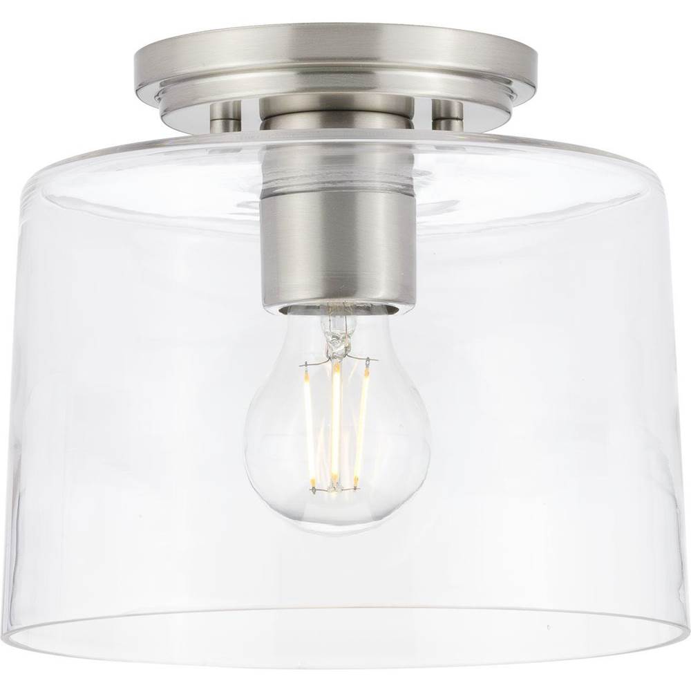 Progress Lighting Adley Collection  One-Light Brushed Nickel Clear Glass New Traditional Flush Mount Light