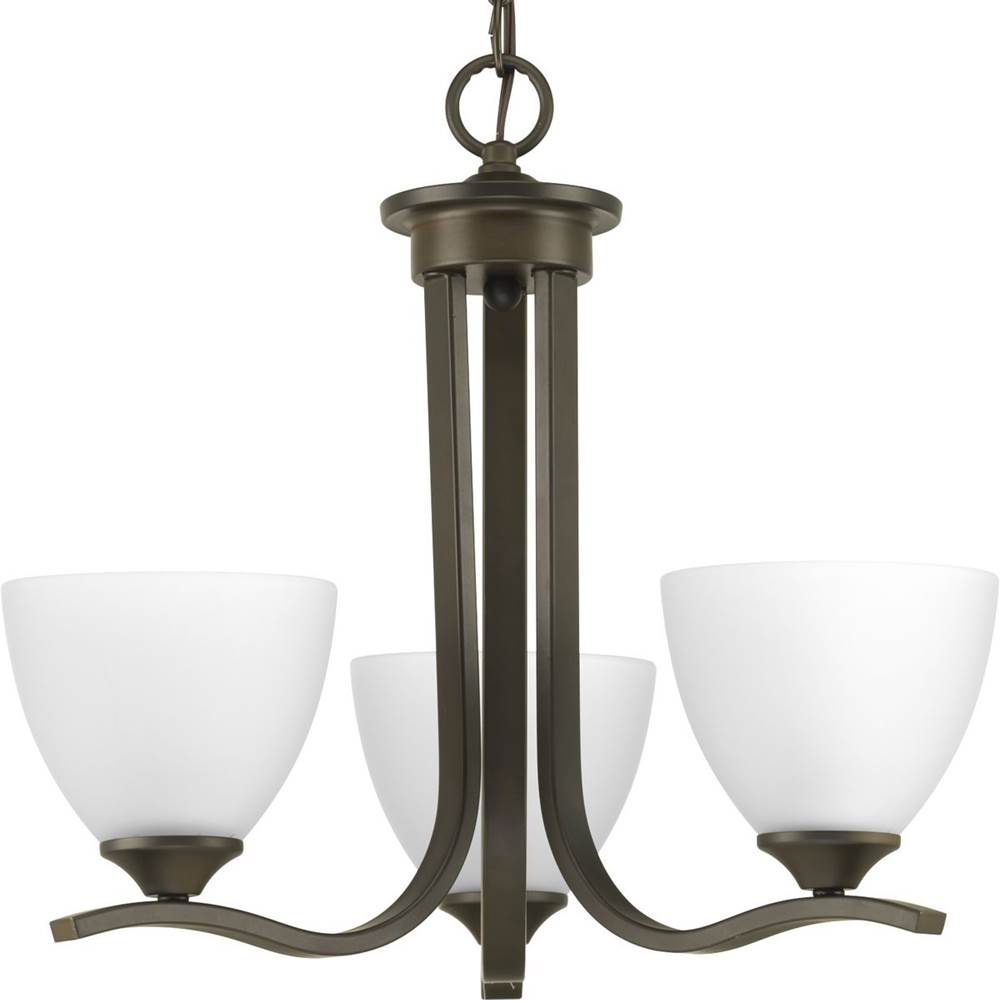 Progress Lighting Laird Collection Three-Light Antique Bronze Etched Glass Traditional Chandelier Light
