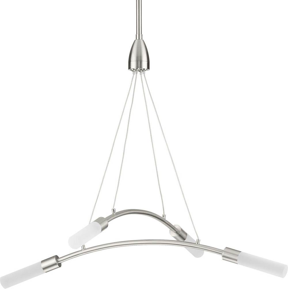 Progress Lighting Kylo LED Collection Four-Light Brushed Nickel and Frosted Acrylic Modern Style Chandelier Light