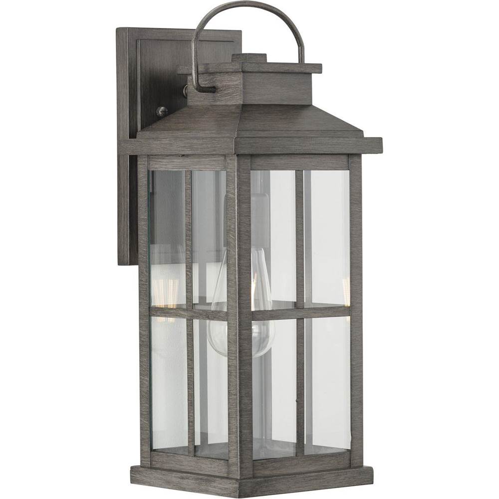 Progress Lighting Williamston Collection One-Light Antique Pewter and Clear Glass Transitional Style Large Outdoor Wall Lantern