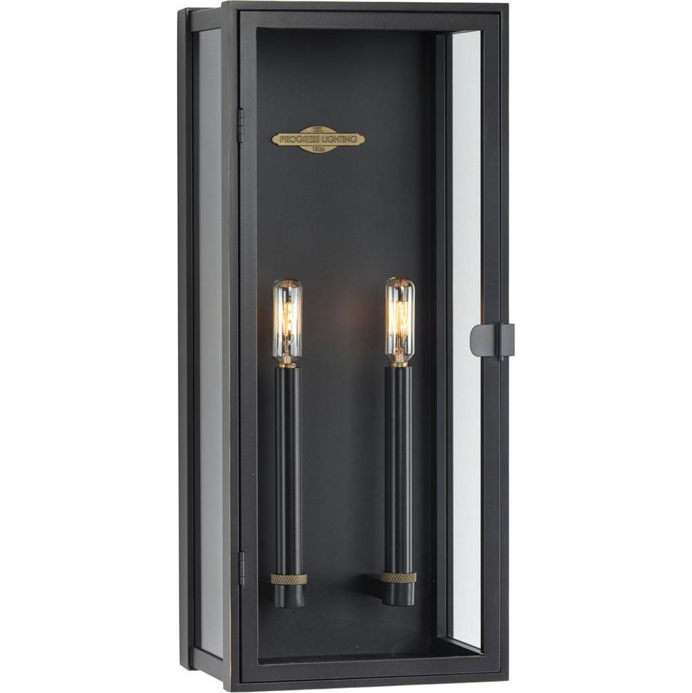 Progress Lighting Stature Collection Two-Light Oil Rubbed Bronze and Clear Glass Transitional Style Large Outdoor Wall Lantern