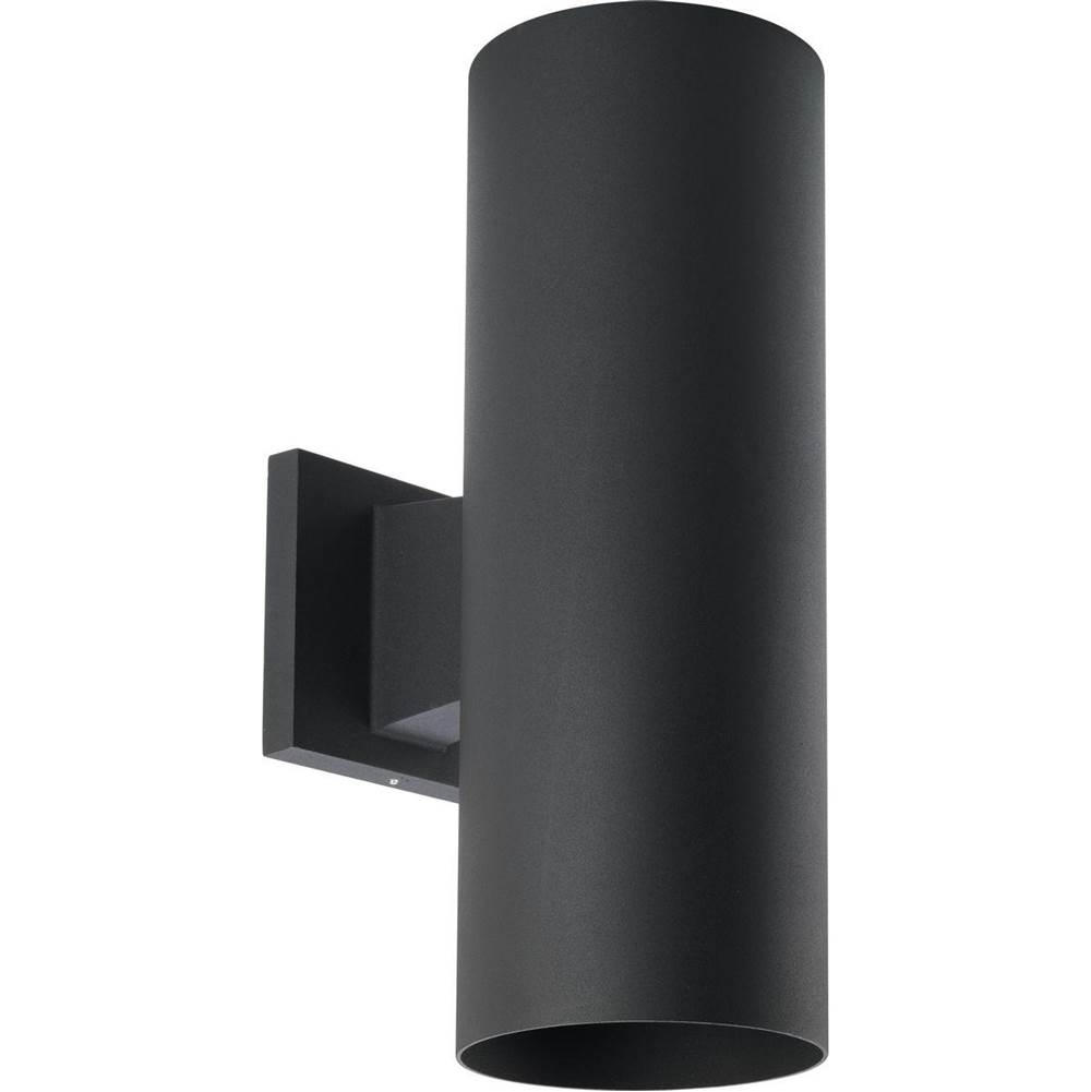Progress Lighting 5'' LED Outdoor Up/Down Modern Black Wall Cylinder with  Glass Top Lense