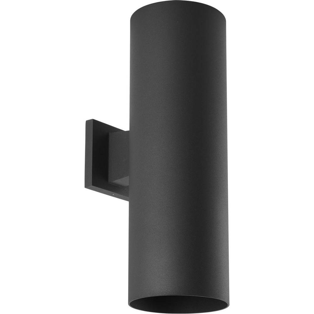 Progress Lighting 6'' LED Outdoor Up/Down Modern Black Wall Cylinder with  Glass Top Lense
