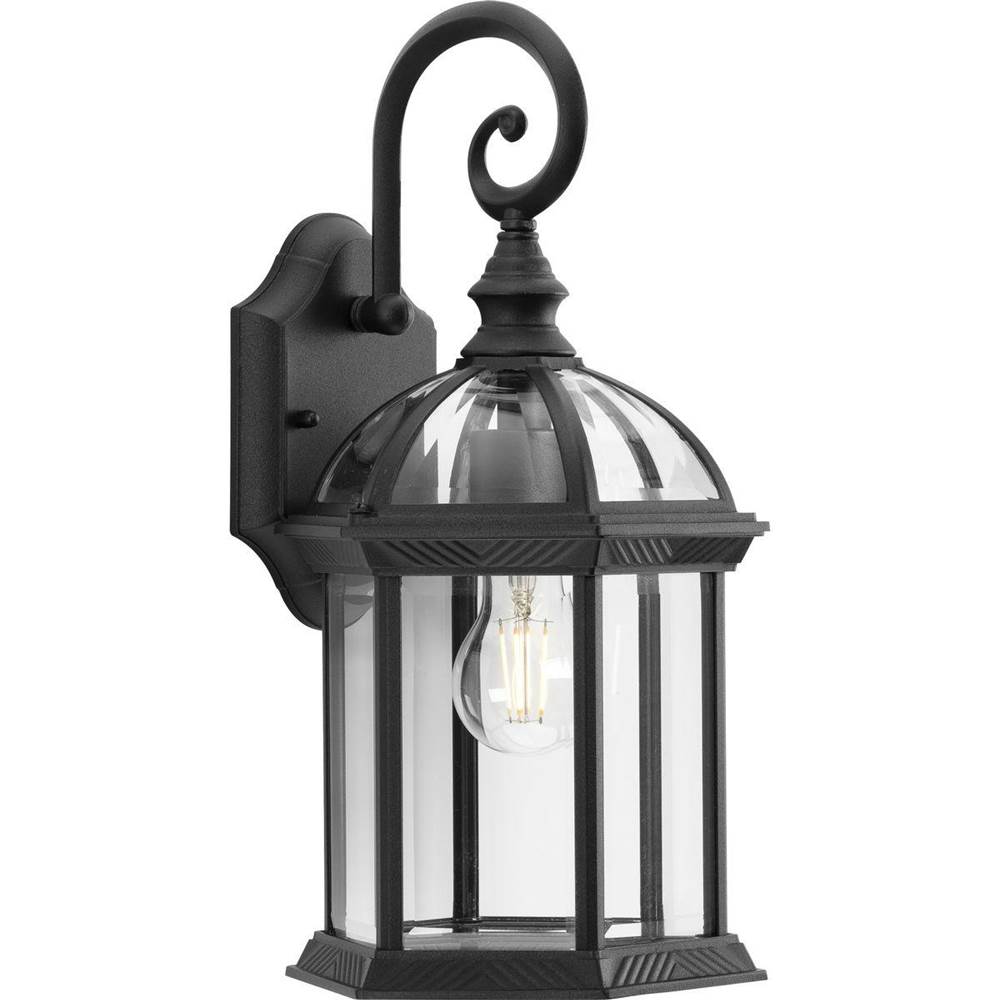 Progress Lighting Dillard Collection One-Light Traditional Textured Black Clear Glass Outdoor Wall Lantern
