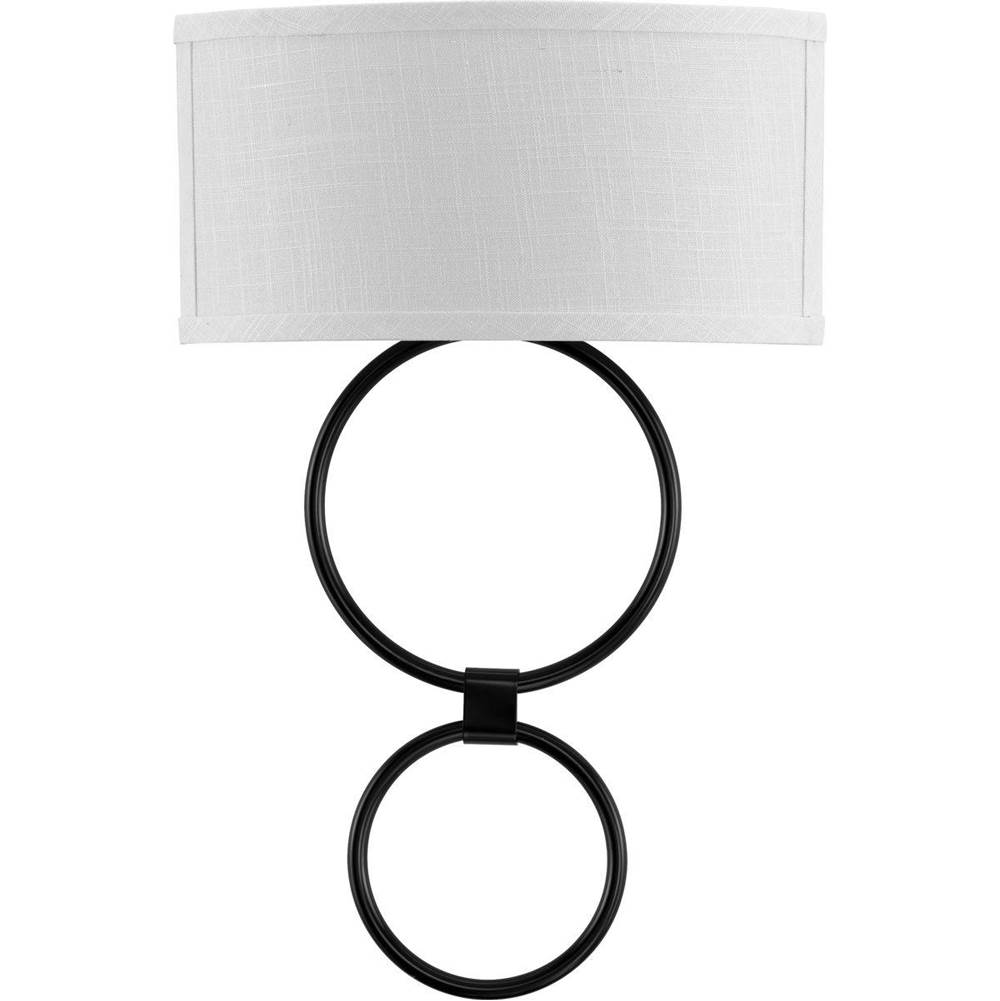 Progress Lighting LED Shaded Sconce Collection Black One-Light Circle LED Wall Sconce