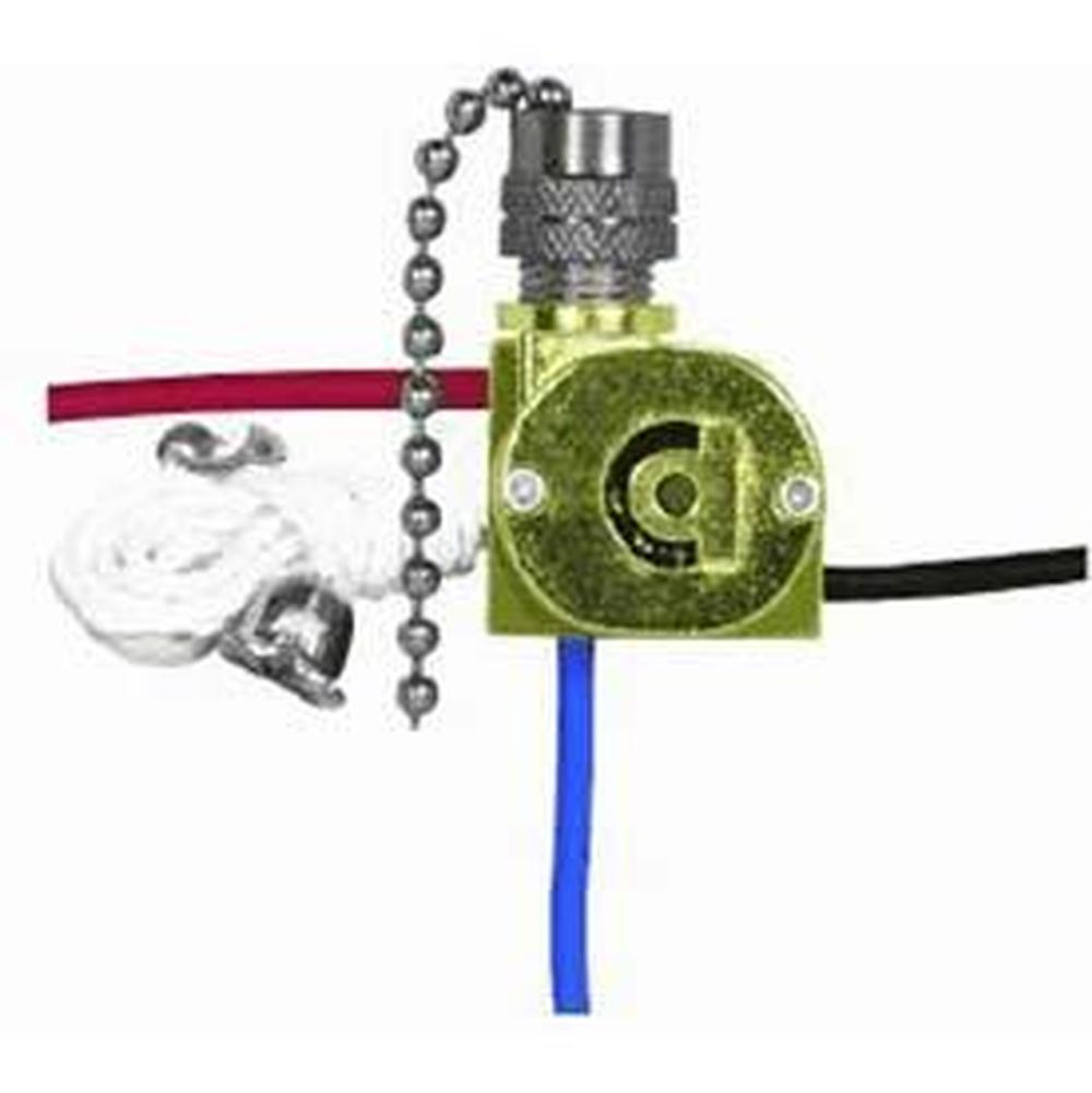 Satco 3 Way Pull Chain Switch Nickel Plated