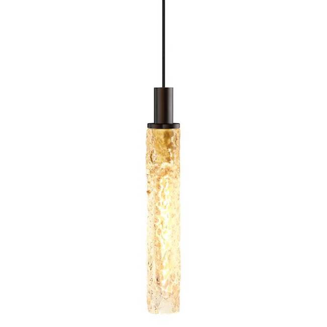 Stone Lighting Pendant, Firenze, Clear, Brushed Brass, E26, LED, 8 W, T10, 2700K, 700 Lumens, 1.81'', Monopoint Canopy