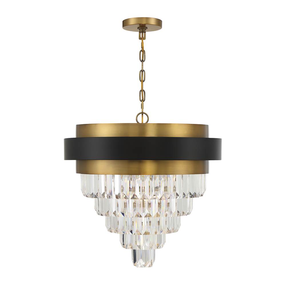 Savoy House Marquise 4-Light Chandelier in Matte Black with Warm Brass Accents