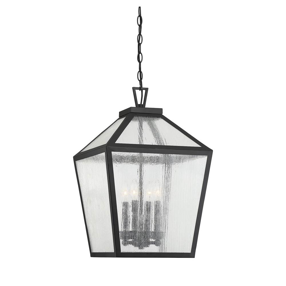 Savoy House Woodstock 4-Light Outdoor Hanging Lantern in Black