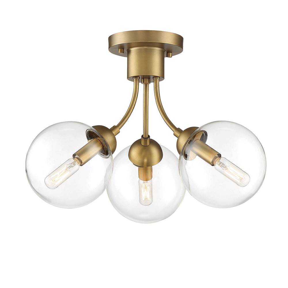 Savoy House 3-Light Ceiling Light in Natural Brass