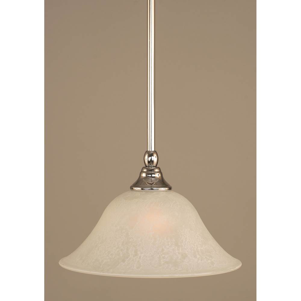 Toltec Lighting Stem Mini Pendant With Hang Straight Swivel Shown In Chrome Finish With 10'' White Marble Glass