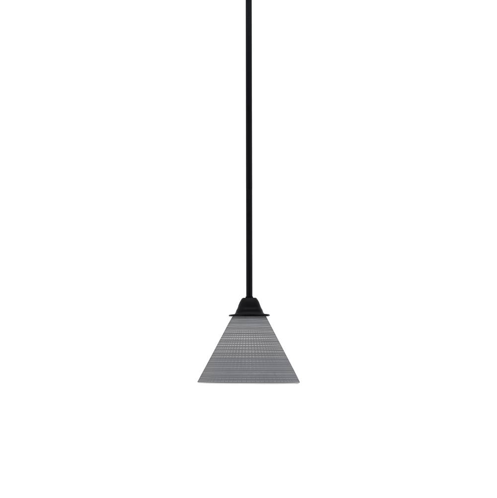Toltec Lighting Paramount 1 Light Mini Pendant In Matte Black Finish With 7'' Gray Matrix Glass