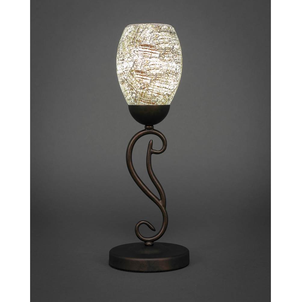 Toltec Lighting Olde Iron Mini Table Lamp Shown In Bronze Finish With 5'' Natural Fusion Glass