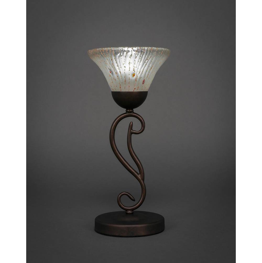 Toltec Lighting Olde Iron Mini Table Lamp Shown in Bronze Finish With 7'' Frosted Crystal Glass