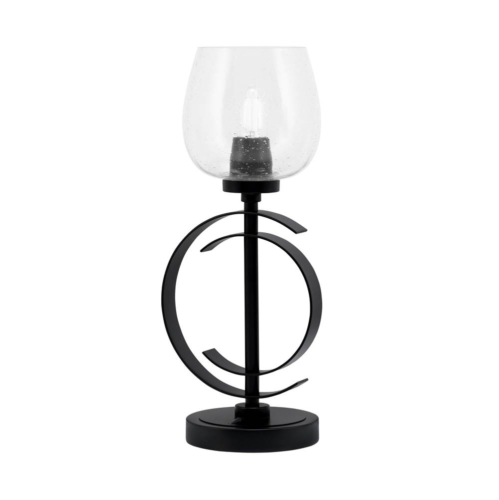 Toltec Lighting Accent Lamp, Matte Black Finish, 6'' Clear Bubble Glass