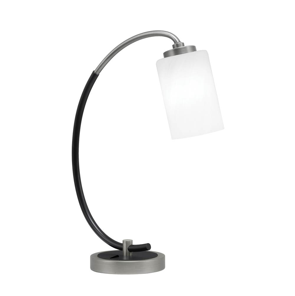Toltec Lighting Desk Lamp, Graphite and Matte Black Finish, 4'' White Marble Glass