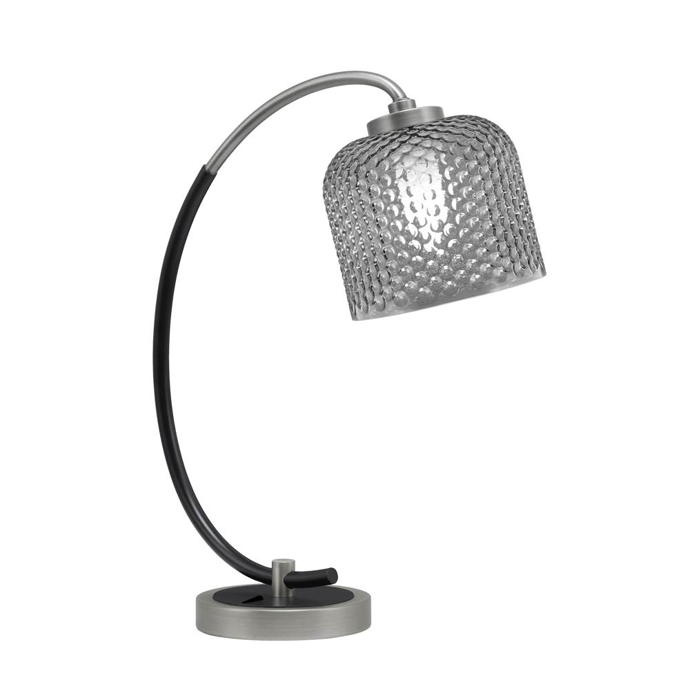 Toltec Lighting Desk Lamp, Graphite and Matte Black Finish, 6'' Smoke Textured Glass