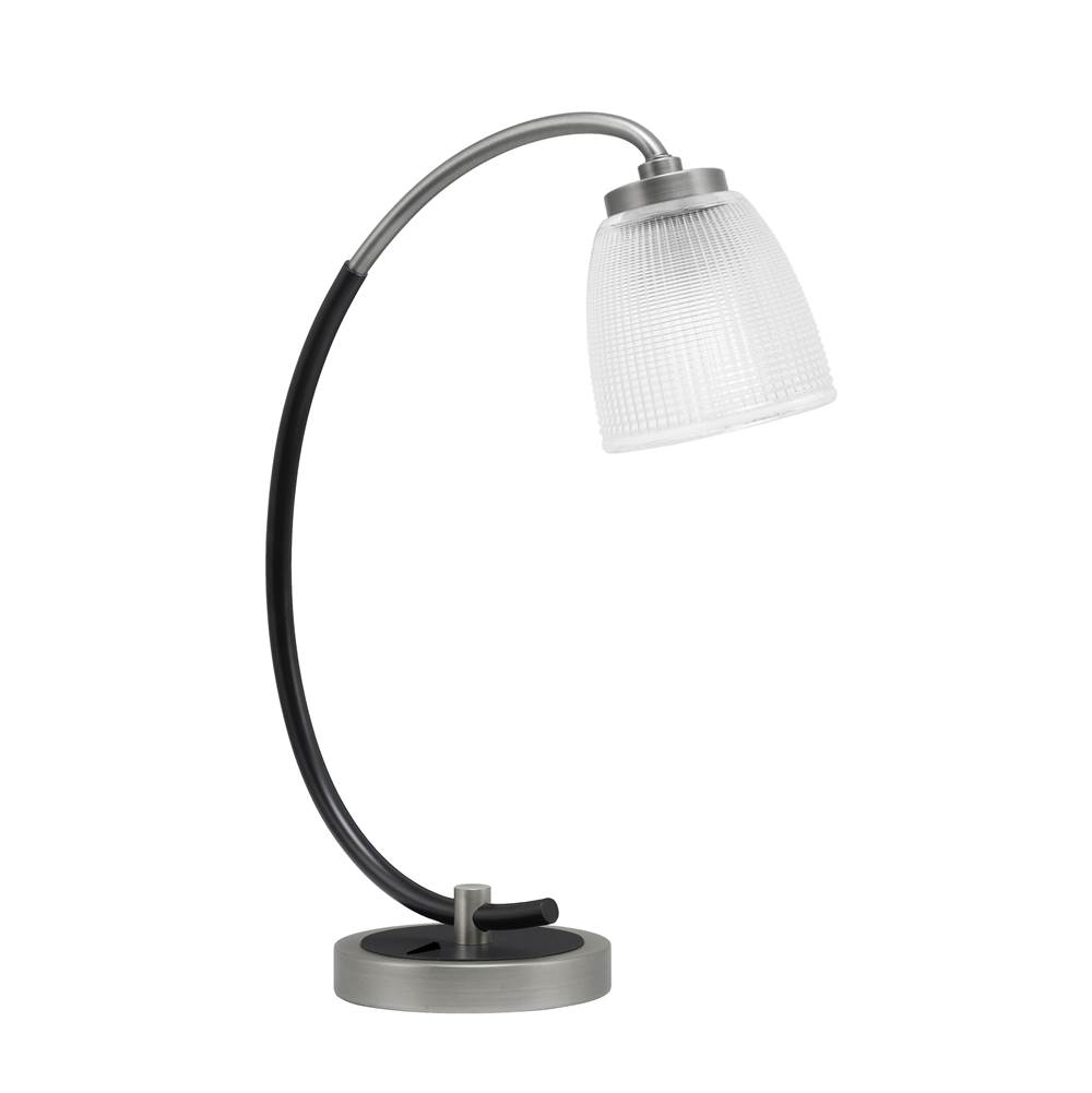 Toltec Lighting Desk Lamp, Graphite and Matte Black Finish, 5'' Clear Ribbed Glass