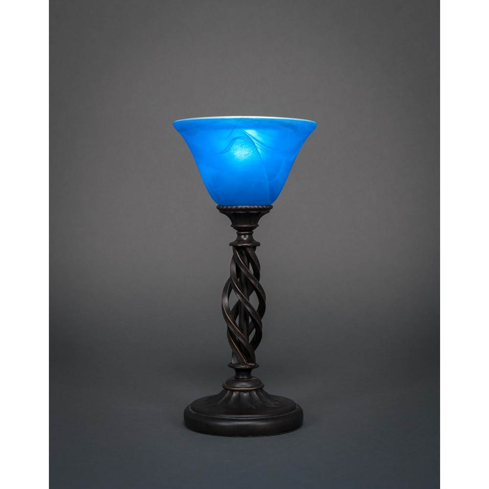 Toltec Lighting Elegante Mini Table Lamp Shown In Dark Granite Finish With 7'' Blue Italian Glass
