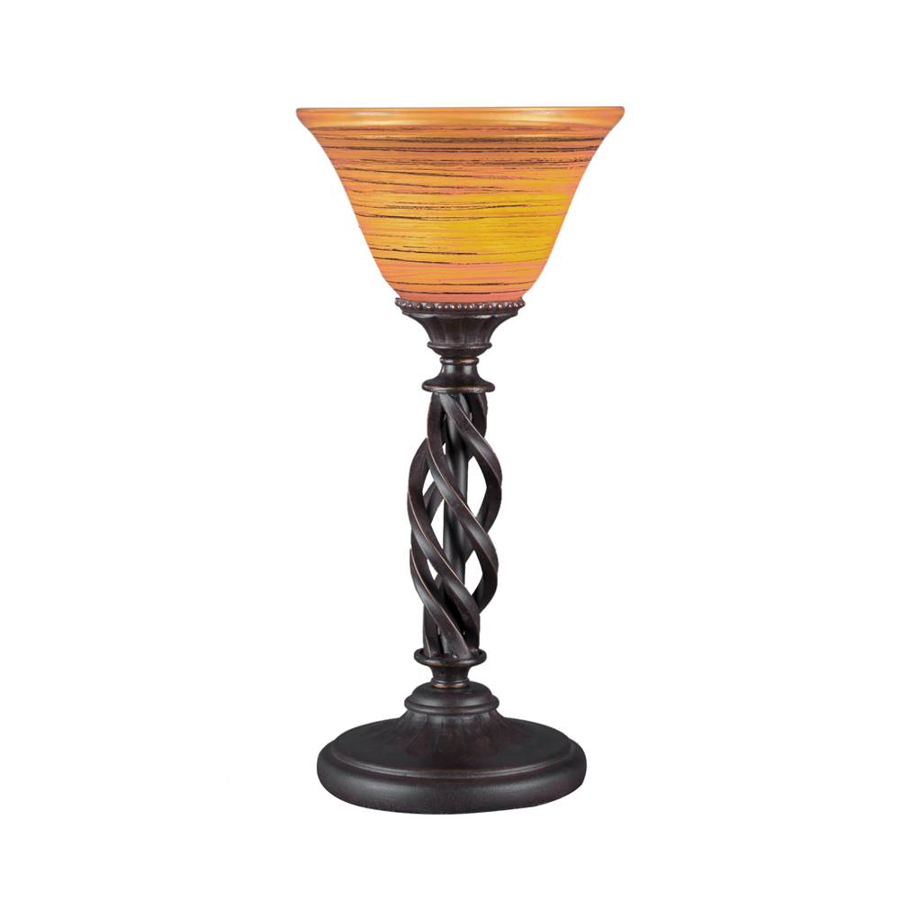 Toltec Lighting Elegante Mini Table Lamp Shown In Dark Granite Finish With 7'' Firre Saturn Glass