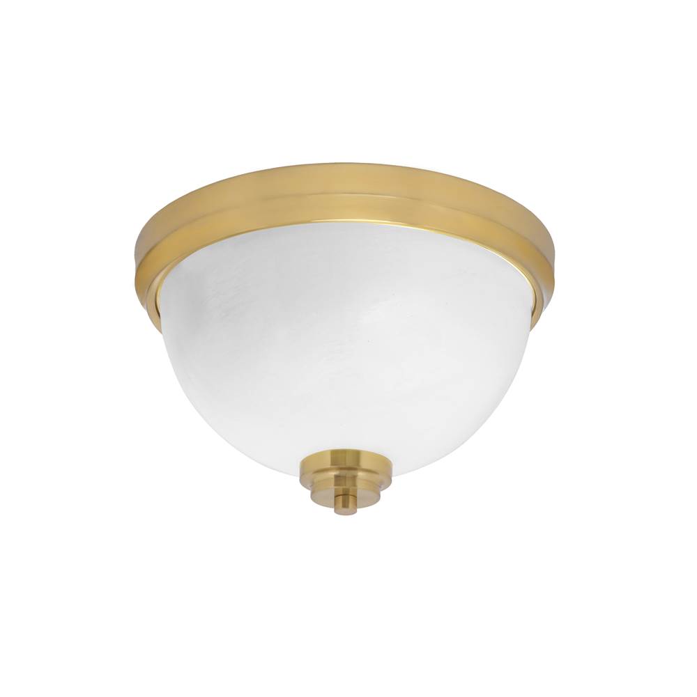 Toltec Lighting 12'' Flush Mount, 2-Bulb Shown In New Age Brass Finish With White Marble Glass