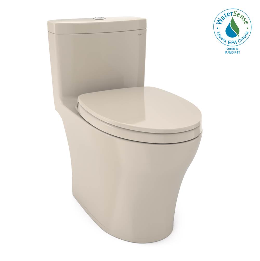 TOTO Aquia® IV One-Piece Elongated Dual Flush 1.28 and 0.8 GPF Universal Height, WASHLET®+ Ready Toilet with CEFIONTECT®, Bone-
