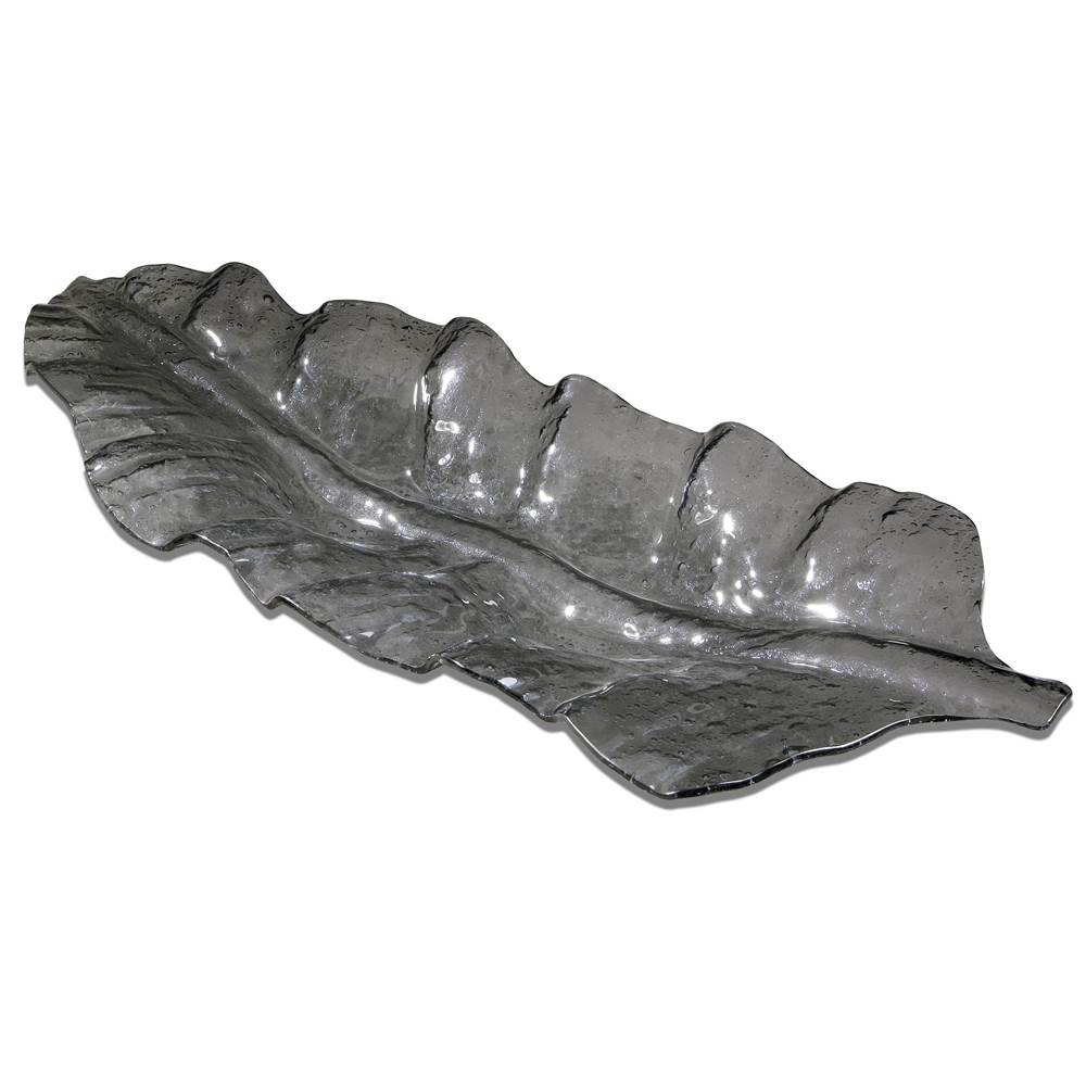 Uttermost Uttermost Smoked Leaf Glass Tray