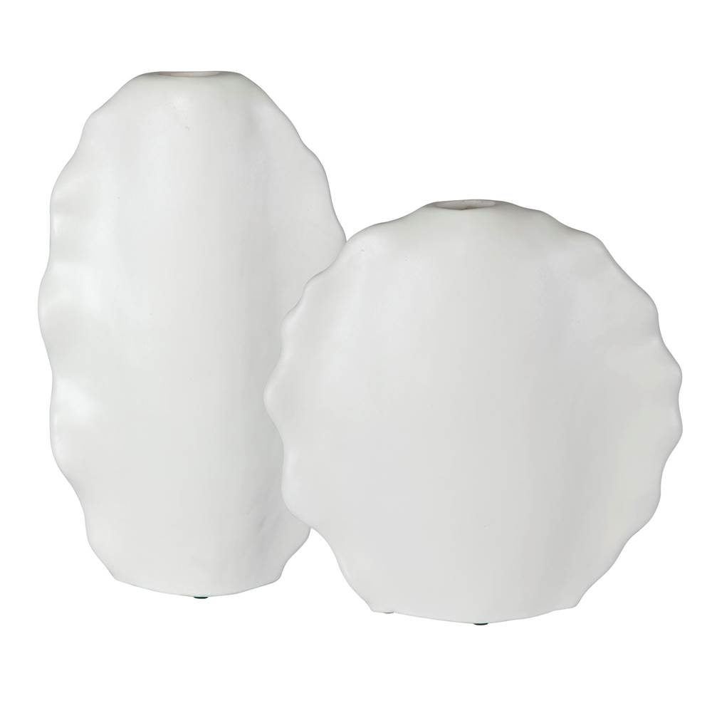 Uttermost Uttermost Ruffled Feathers Modern White Vases, S/2