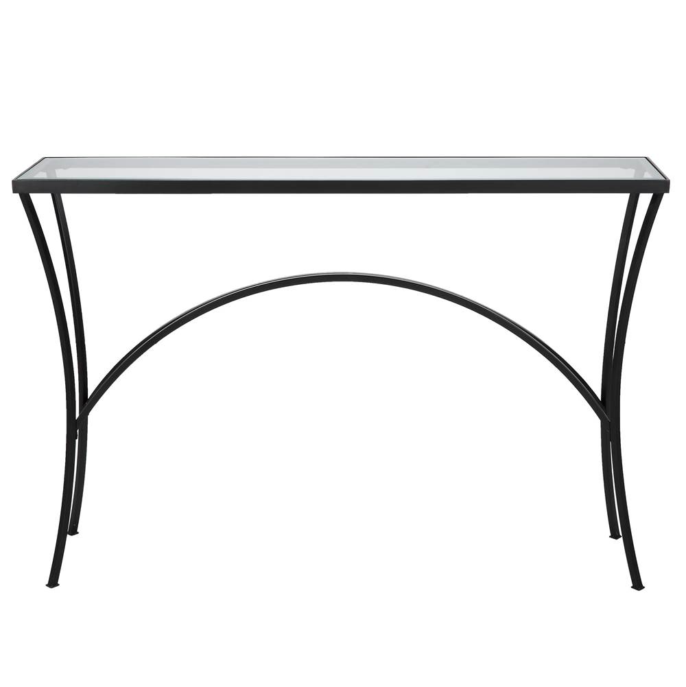 Uttermost Alayna Black Metal and Glass Console Table