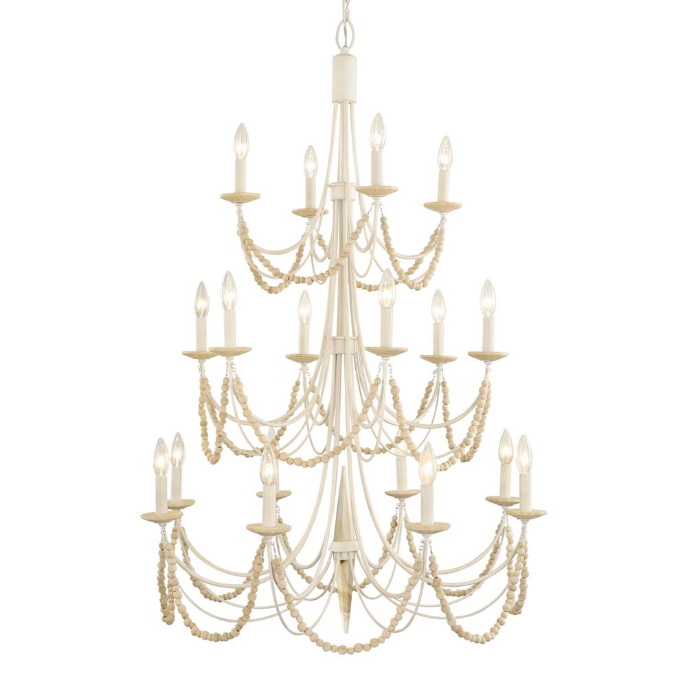 Varaluz Brentwood 18-Lt 3-Tier Chandelier - Country White