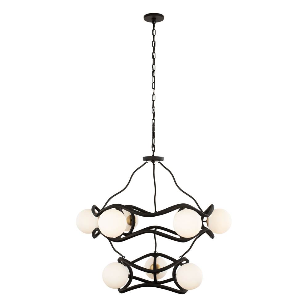 Varaluz Black Betty 9-Lt 2-Tier Chandelier - Carbon/French Gold