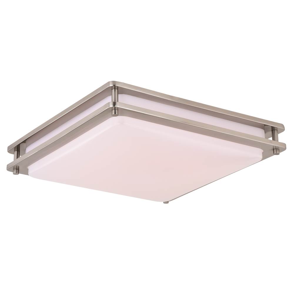 Vaxcel Horizon 16-in W LED Satin Nickel Flush Mount Ceiling Light Fixture White Shade