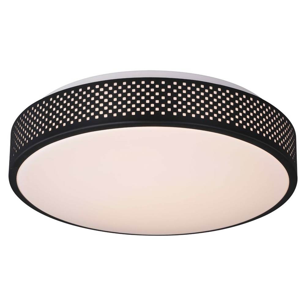 Vaxcel Anson 13.5-in W Integrated LED Black Mesh Flush Mount Ceiling Light Fixture White Shade