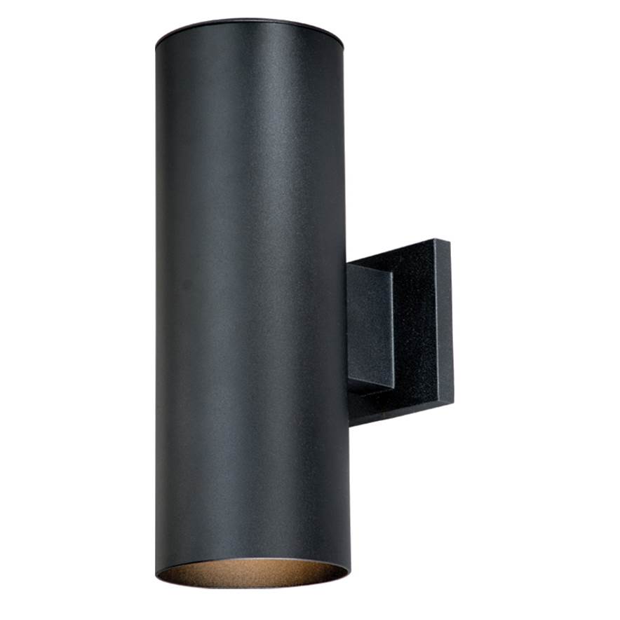 Vaxcel Chiasso Aluminum 2 Light Black Cylinder Outdoor Wall Lantern Clear Glass