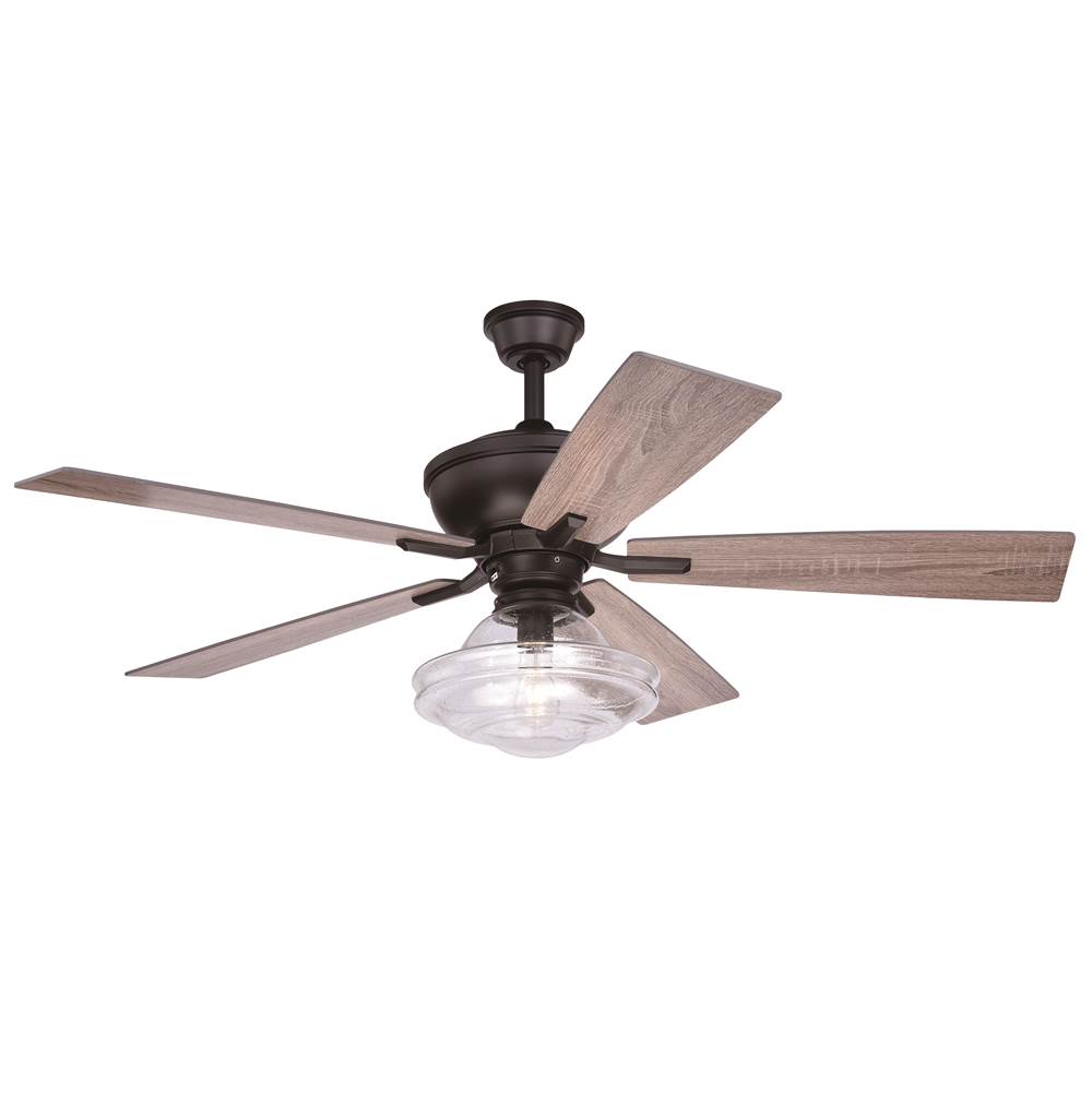 Vaxcel Huntley 52-in. Bronze Farmhouse Indoor Ceiling Fan with Schoolhouse LED Light Kit and Remote
