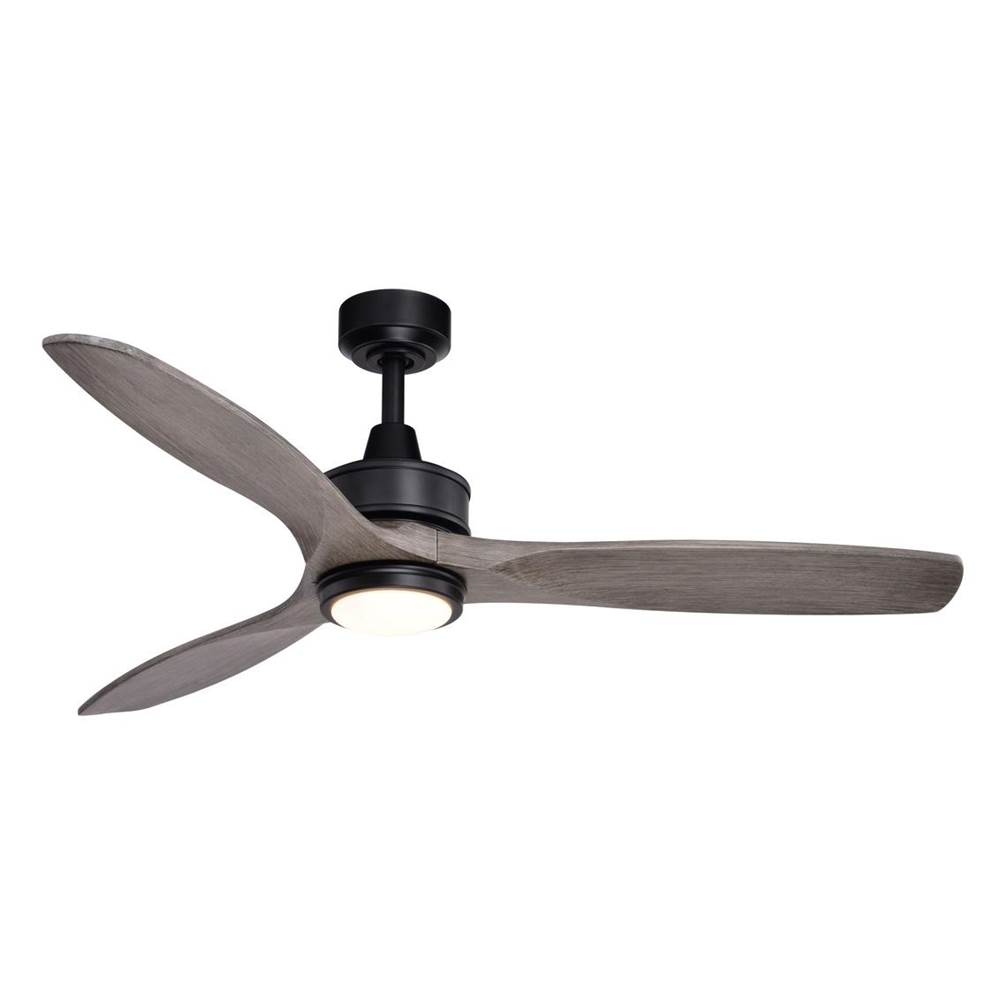 Vaxcel Curtiss 52-in. Black Contemporary Indoor Outdoor Propeller Ceiling Fan with Wood Blades, Integrated LED Light Kit and Remote