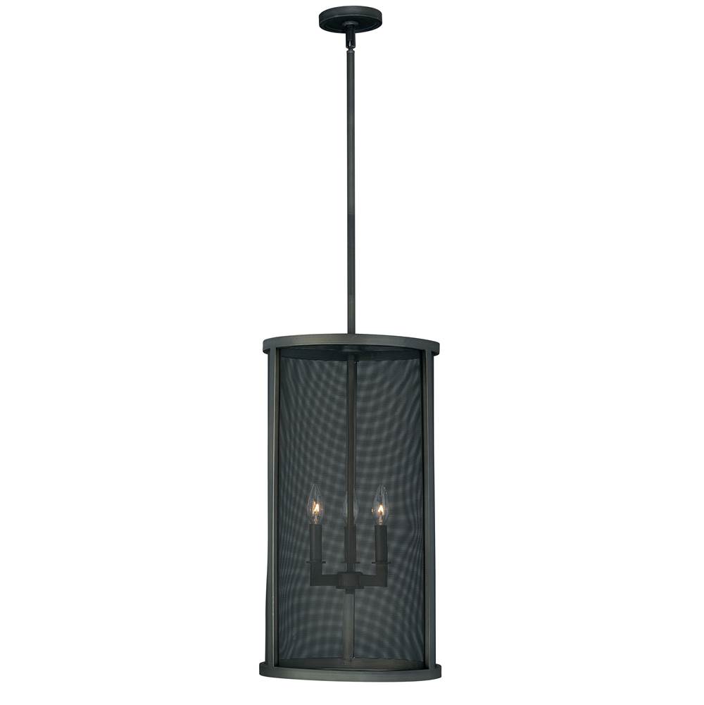 Vaxcel Wicker Park 3 Light Black Industrial Candle Cylinder Pendant