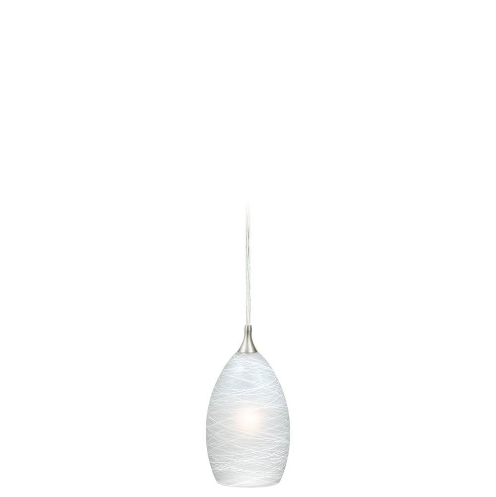 Vaxcel Milano Satin Nickel Mini Pendant Ceiling Light White Glass