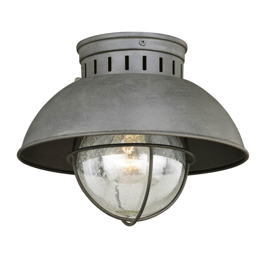 Vaxcel Harwich Gray Coastal Barn Dome Outdoor Flush Mount Ceiling Light Clear Glass