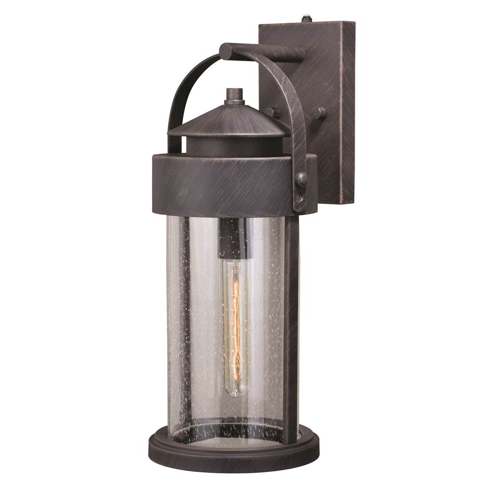 Vaxcel Cumberland 1 Light Dusk to Dawn Bronze Rustic Outdoor Wall Lantern Clear Glass