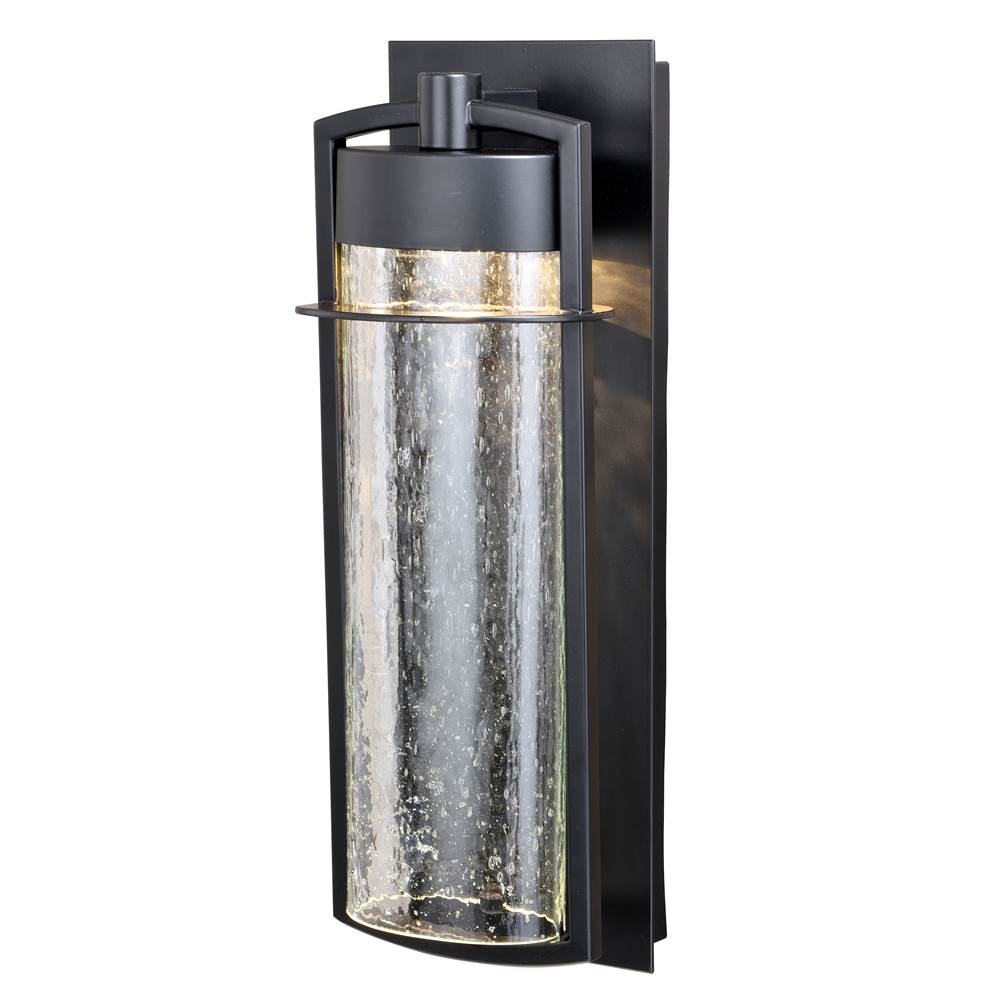 Vaxcel Logan 1 Light LED Bronze Cylinder Outdoor Wall Lantern Clear Glass