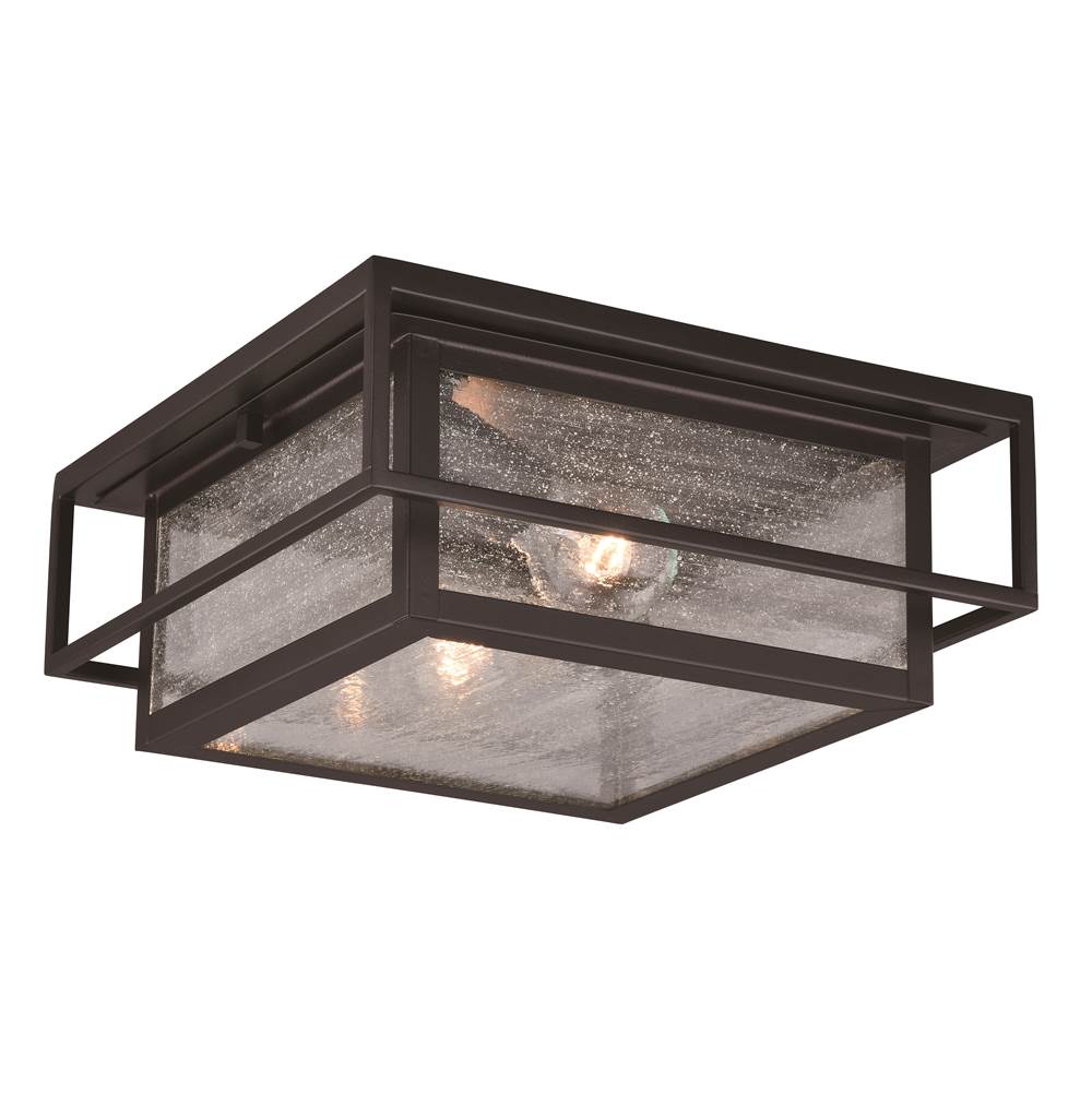 Vaxcel Hyde Park Bronze Mission Square Outdoor Flush Mount Ceiling Light Clear Glass