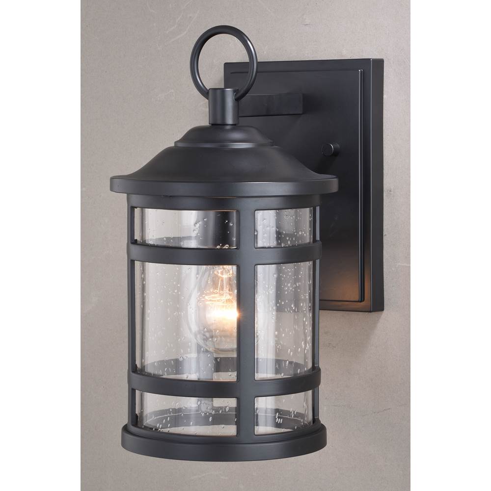 Vaxcel Southport Rust Proof 1 Light Black Coastal Outdoor Wall Lantern Clear Glass